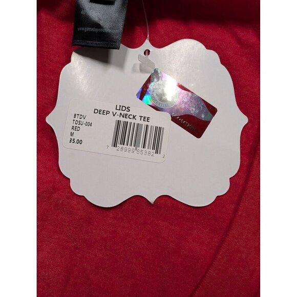 Ohio State University Gameday Couture Red Deep V-Neck Tee Embellished Rhinestone - Picture 5 of 6